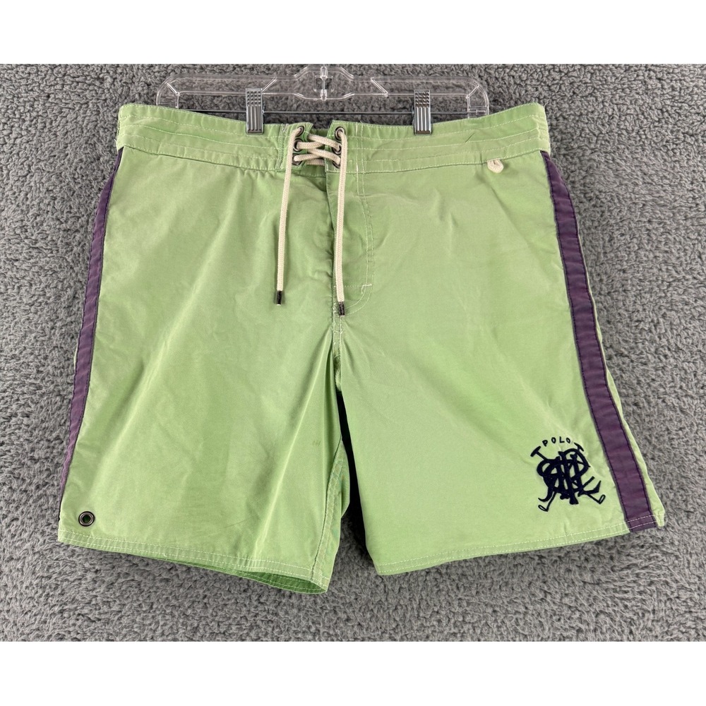 Polo Ralph Lauren Swim Trunks Mens Medium Green 7.5" Summer Beach Surf Outdoor